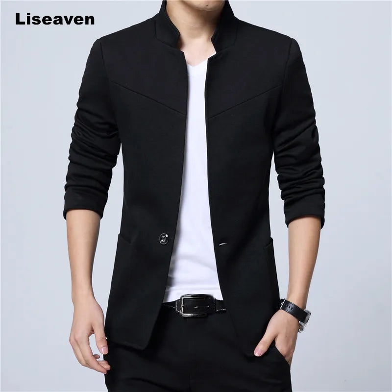 Liseaven Blazer Men Jackets Male Stand Collar Male Blazers Slim Fit Mens Blazer