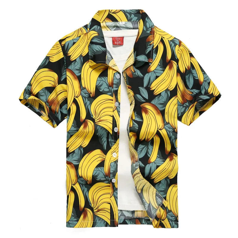 Palm Tree Printed Hawaiian Beach Shirt for Men