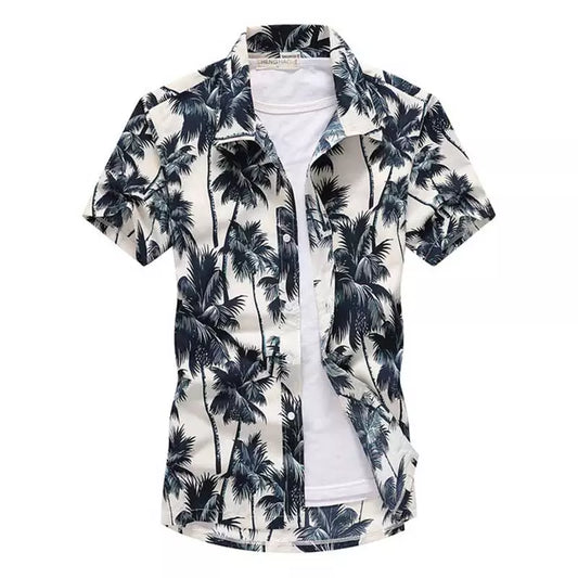 Palm Tree Printed Hawaiian Beach Shirt for Men