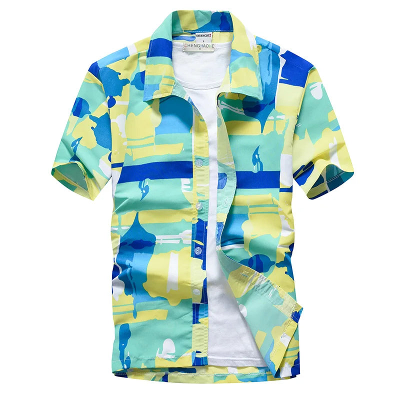 Palm Tree Printed Hawaiian Beach Shirt for Men