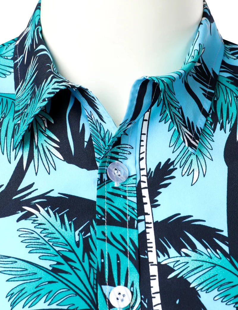 Palm Tree Printed Hawaiian Beach Shirt for Men