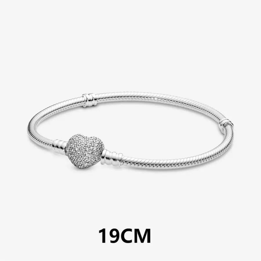 Bracelet 925 Sterling Silver Heart Simplicity Fashion Fit Pandora Charms Beads