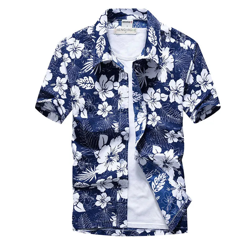 Palm Tree Printed Hawaiian Beach Shirt for Men