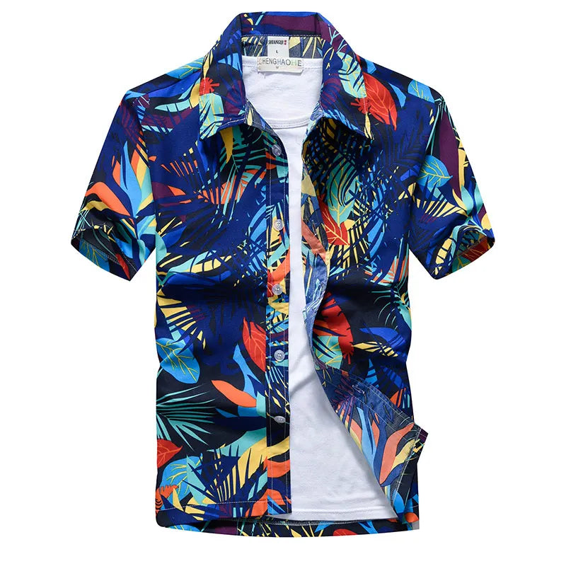 Palm Tree Printed Hawaiian Beach Shirt for Men