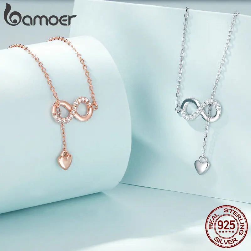 925 Sterling Silver Infinity Love Pendant Necklaces Forever