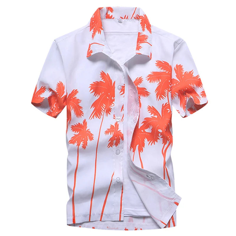 Palm Tree Printed Hawaiian Beach Shirt for Men