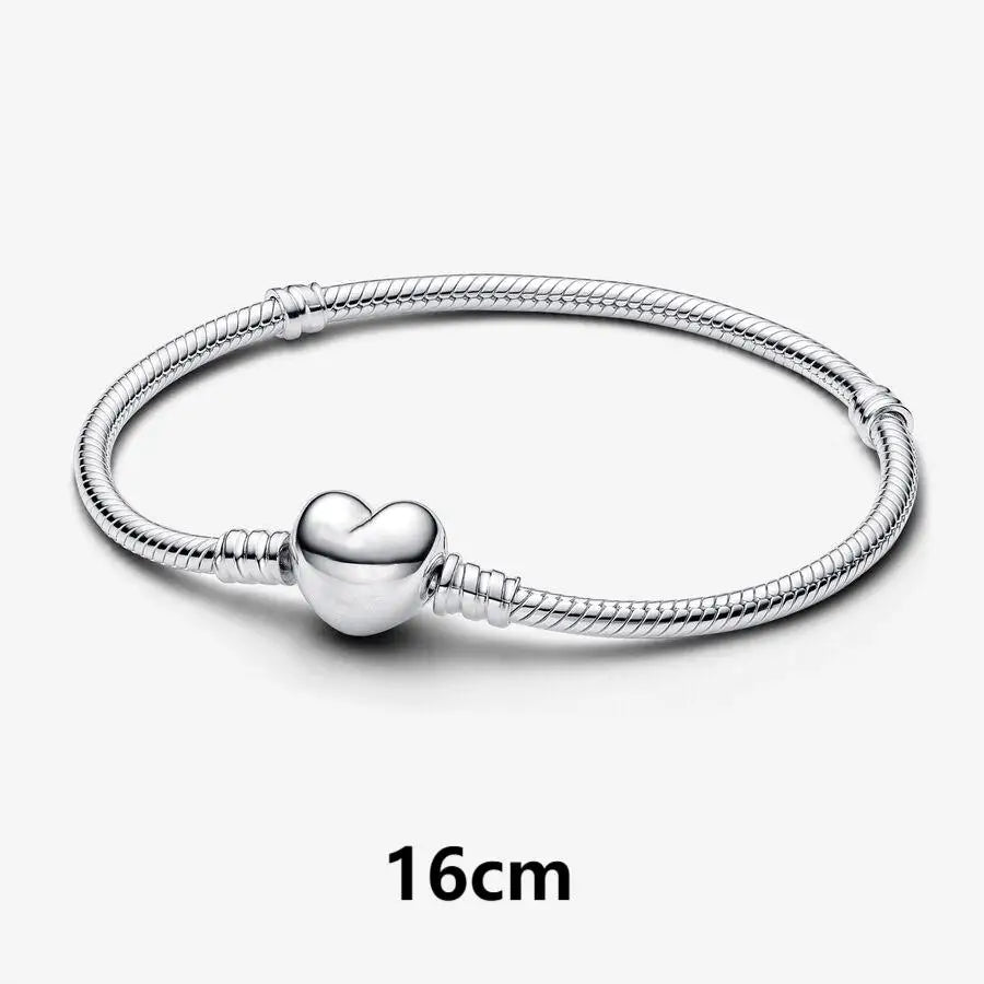 Bracelet 925 Sterling Silver Heart Simplicity Fashion Fit Pandora Charms Beads