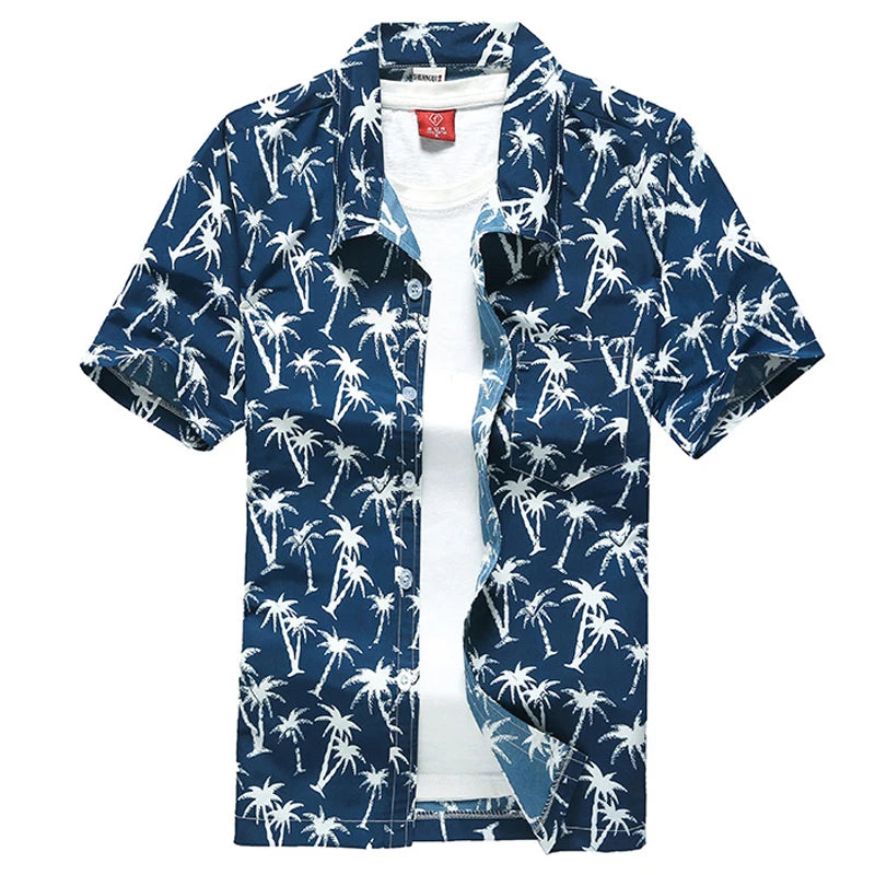 Palm Tree Printed Hawaiian Beach Shirt for Men