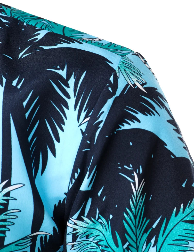 Palm Tree Printed Hawaiian Beach Shirt for Men