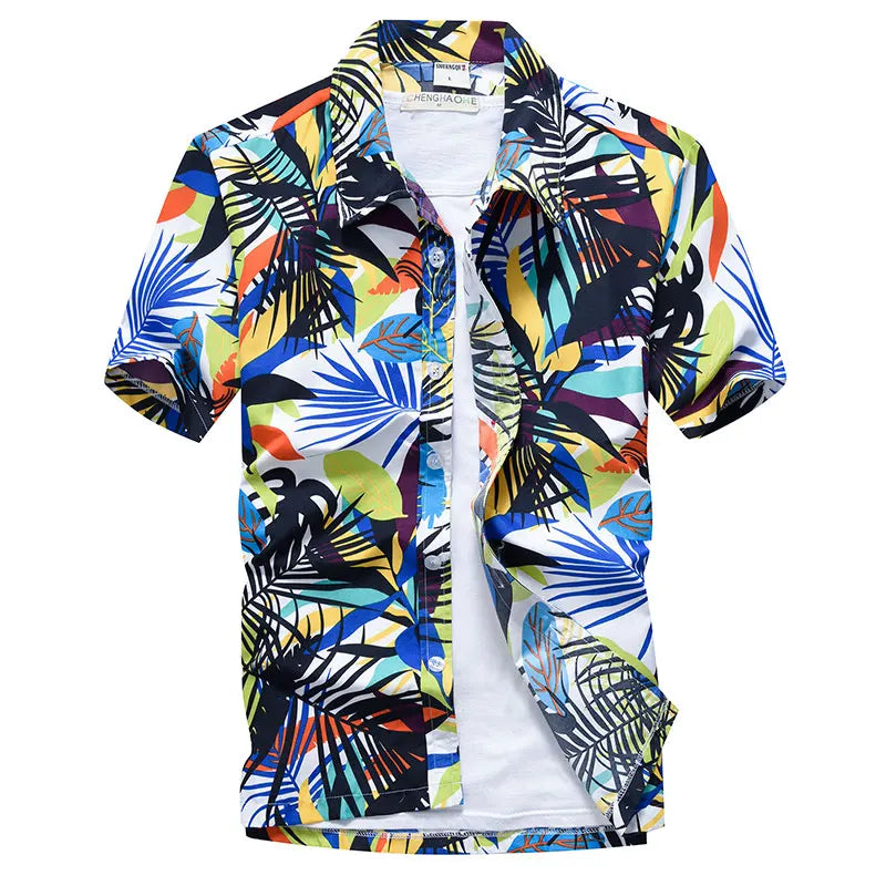 Palm Tree Printed Hawaiian Beach Shirt for Men