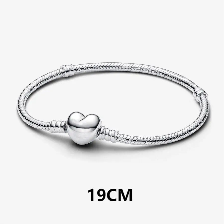 Bracelet 925 Sterling Silver Heart Simplicity Fashion Fit Pandora Charms Beads