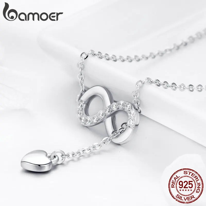 925 Sterling Silver Infinity Love Pendant Necklaces Forever