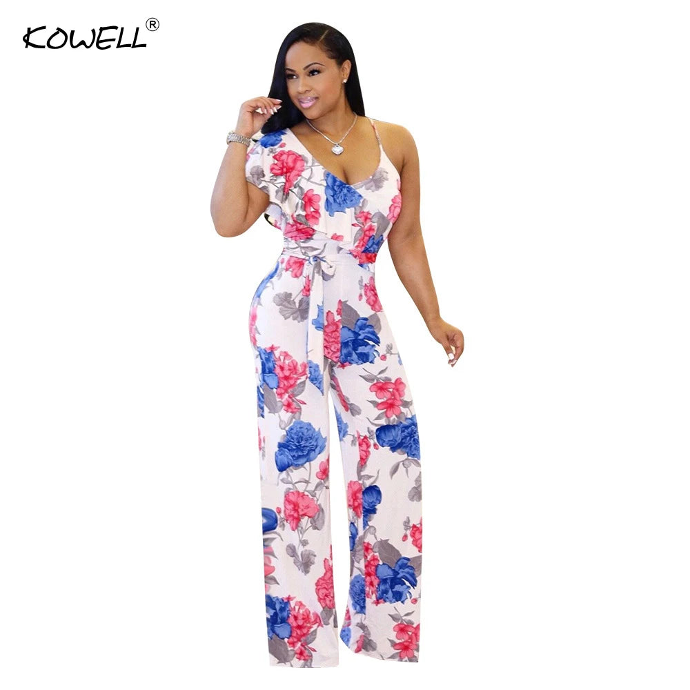 Flower Halter Women Jumpsuit  Boho Print Casual Rompers