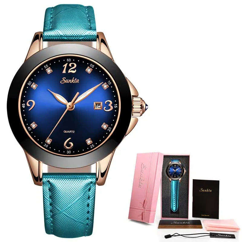 Watches Ladies Top Brand Luxury Ceramic Rhinestone Quartz  Waterproof