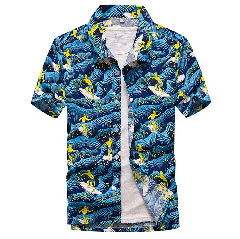 Palm Tree Printed Hawaiian Beach Shirt for Men