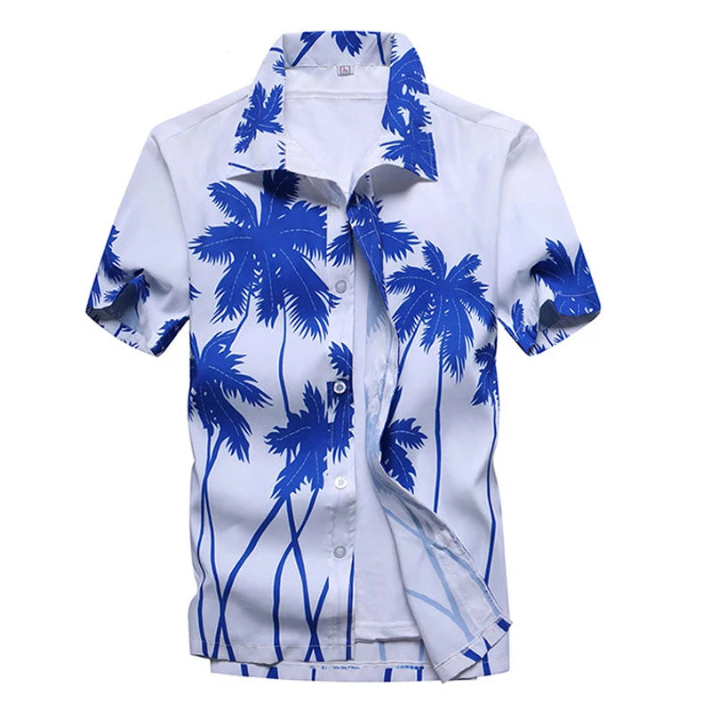 Palm Tree Printed Hawaiian Beach Shirt for Men