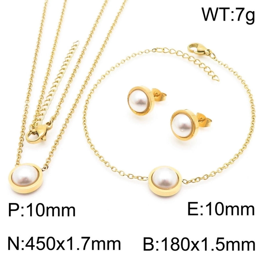 Jewelry Elegant Vintage Style Geometric 304 Stainless Steel 18K Gold Plated Bracelets Earrings Necklace