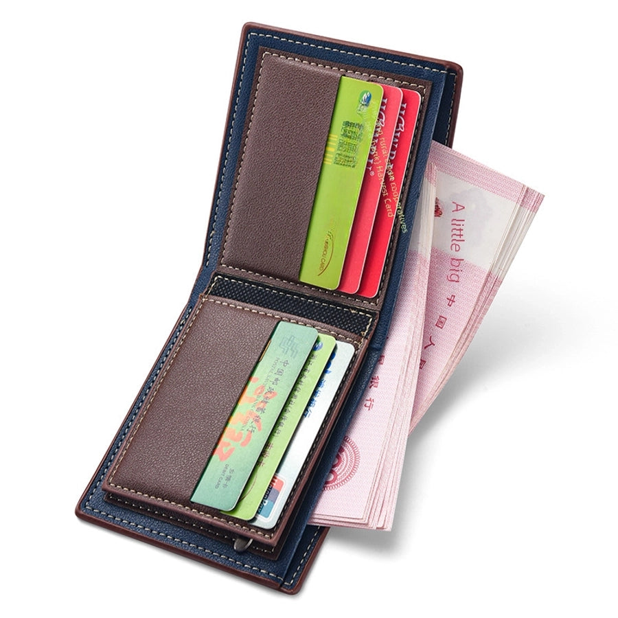 men's short wallet fashion multi-card position stitching belt zipper young student wallet