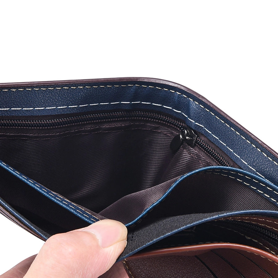 men's short wallet fashion multi-card position stitching belt zipper young student wallet