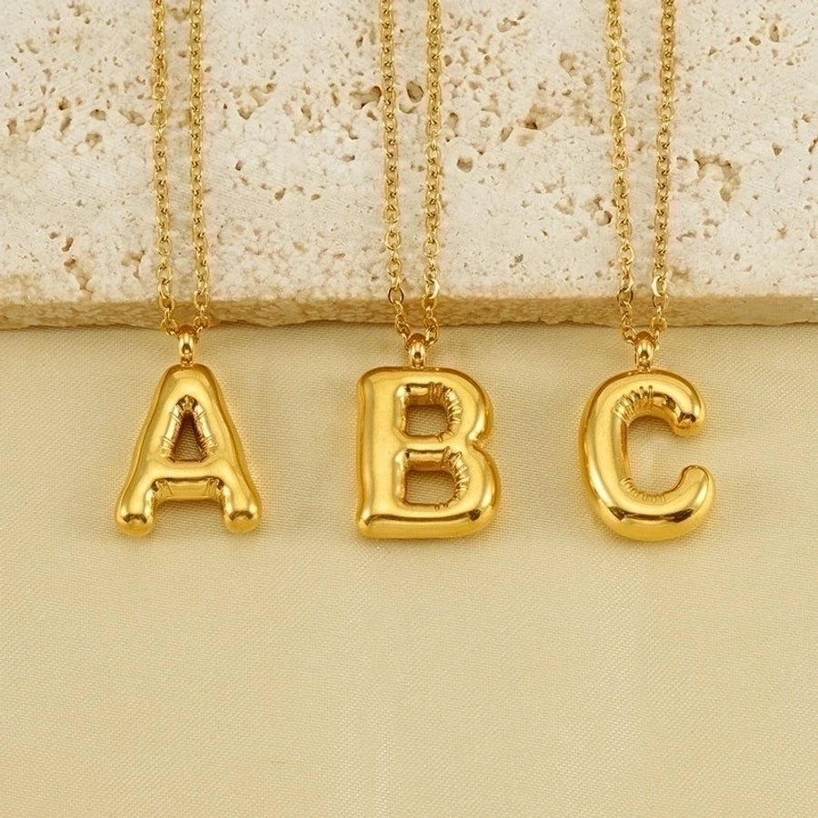 304 Stainless Steel 18K Gold Plated Casual Cute Plating Letter Titanium Steel Pendant Necklace