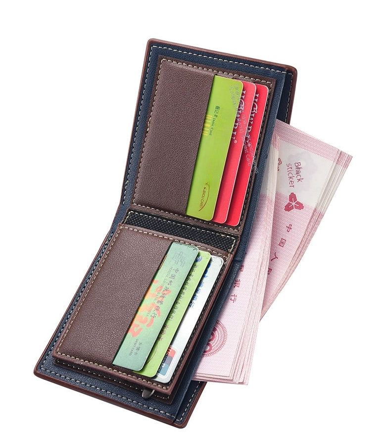 men's short wallet fashion multi-card position stitching belt zipper young student wallet