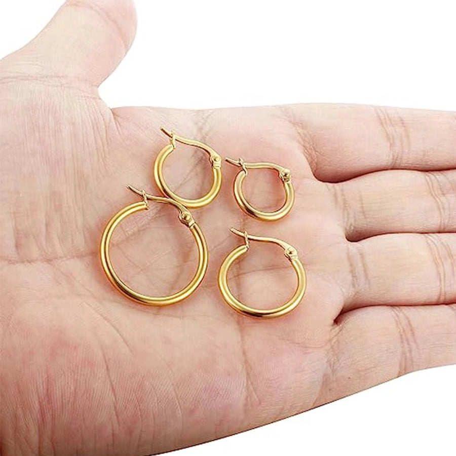 4 Pairs Elegant Simple Style Solid Color Plating 304 Stainless Steel Earrings