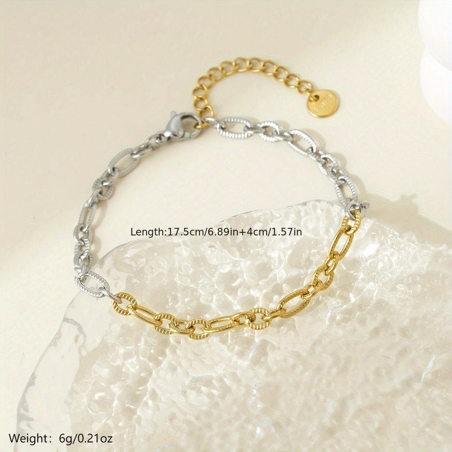 Hip-Hop Simple Style Commute Geometric 304 Stainless Steel 14K Gold Plated Bracelets In Bulk