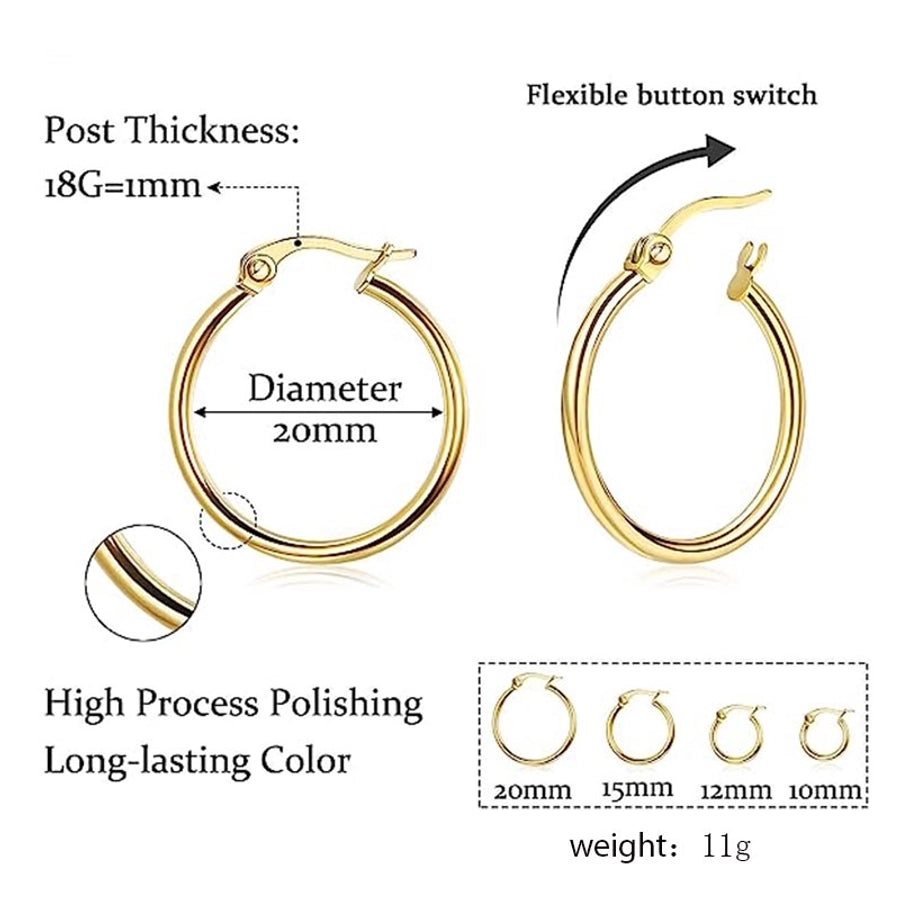 4 Pairs Elegant Simple Style Solid Color Plating 304 Stainless Steel Earrings