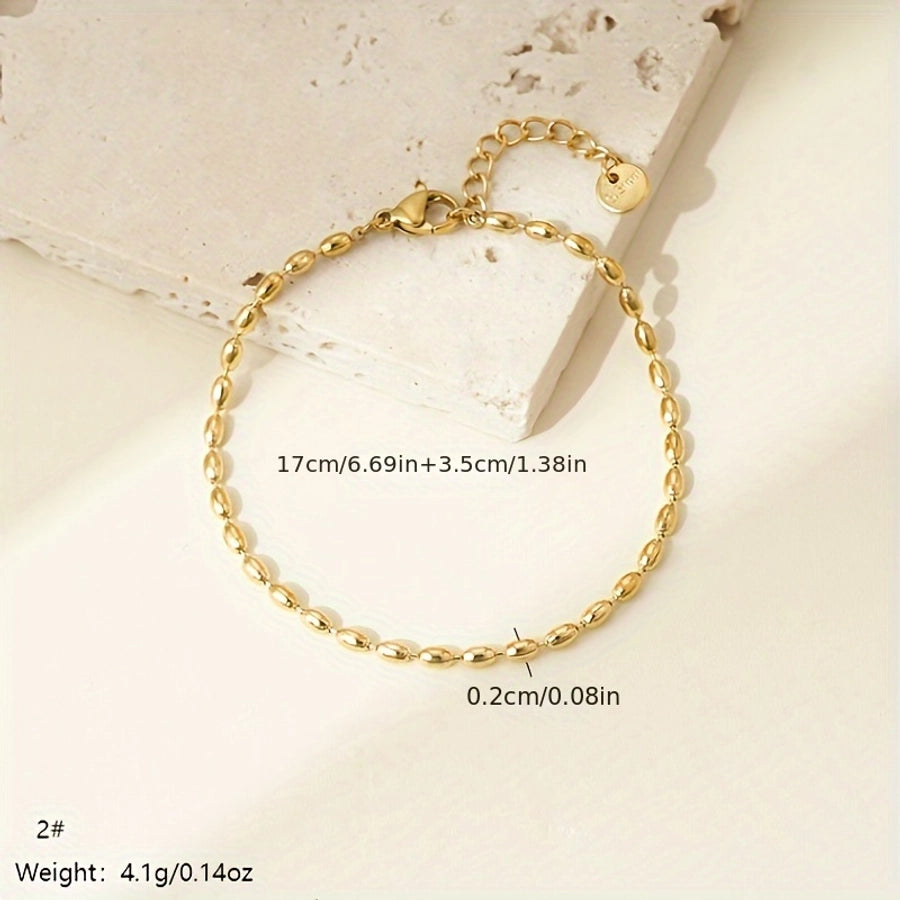 Simple Style Oval 304 Stainless Steel 14K Gold Plated Bracelets In Bulk