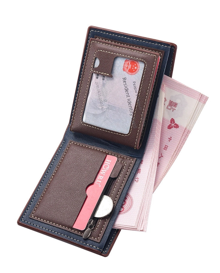 men's short wallet fashion multi-card position stitching belt zipper young student wallet