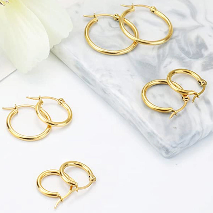 4 Pairs Elegant Simple Style Solid Color Plating 304 Stainless Steel Earrings