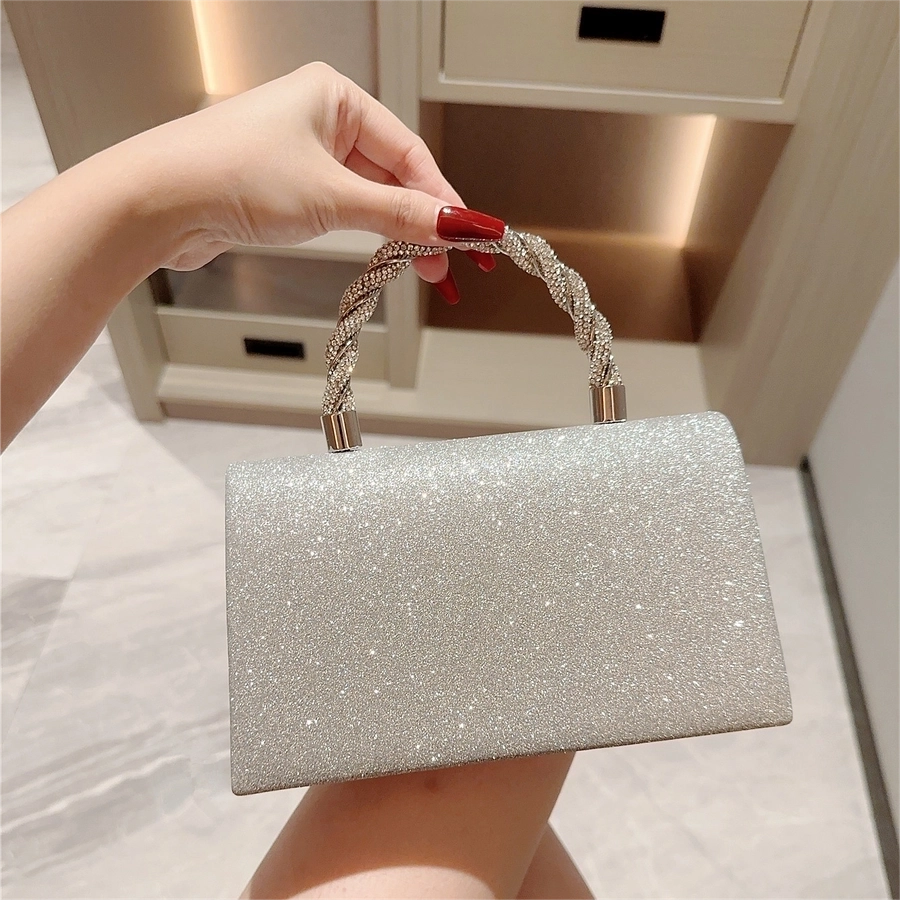 Women's Glitter Solid Color Bow Knot Streetwear Square Magnetic Buckle Handbag