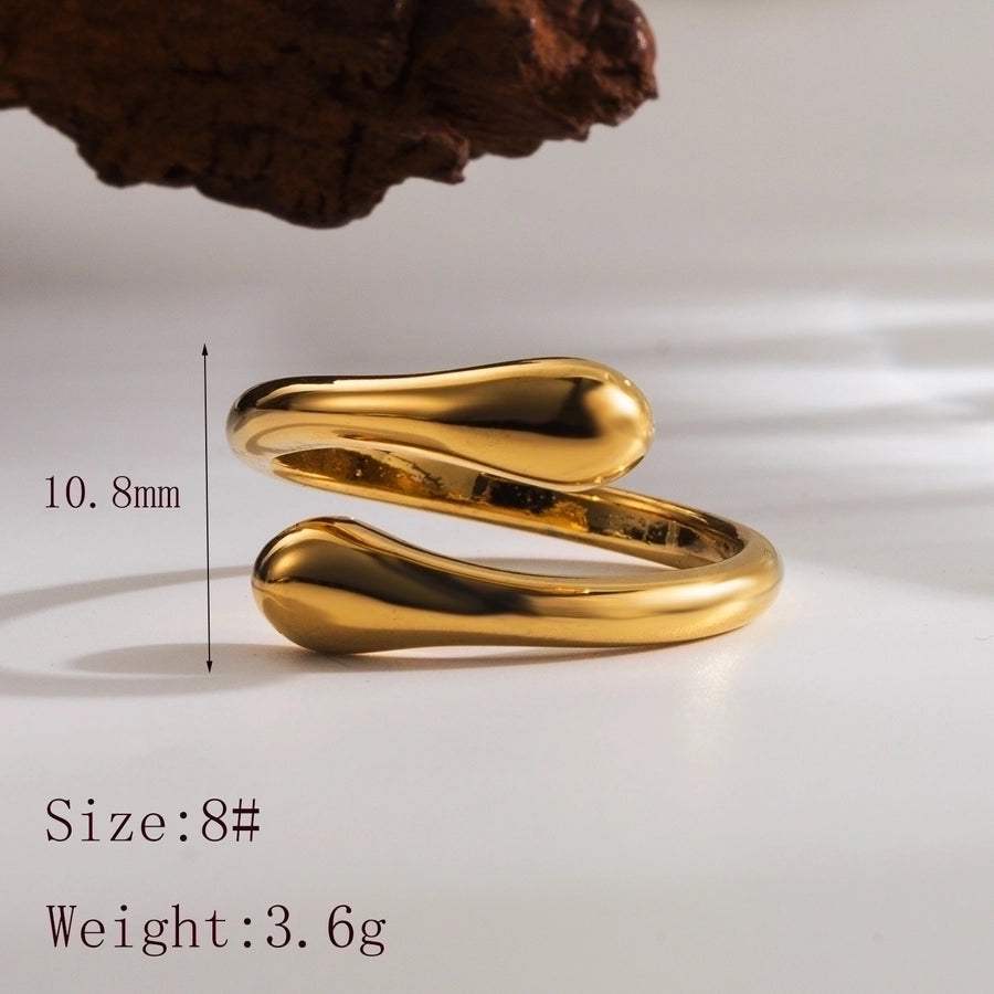 Jewelry Classic Style Streetwear Solid Color Snake-Shaped 304 Stainless Steel 18K Gold Plated Open Rings