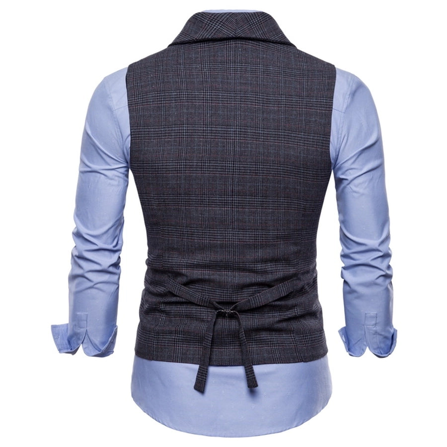 new  men's  designed plaid vest leisure business plus size double breasted slim vest men