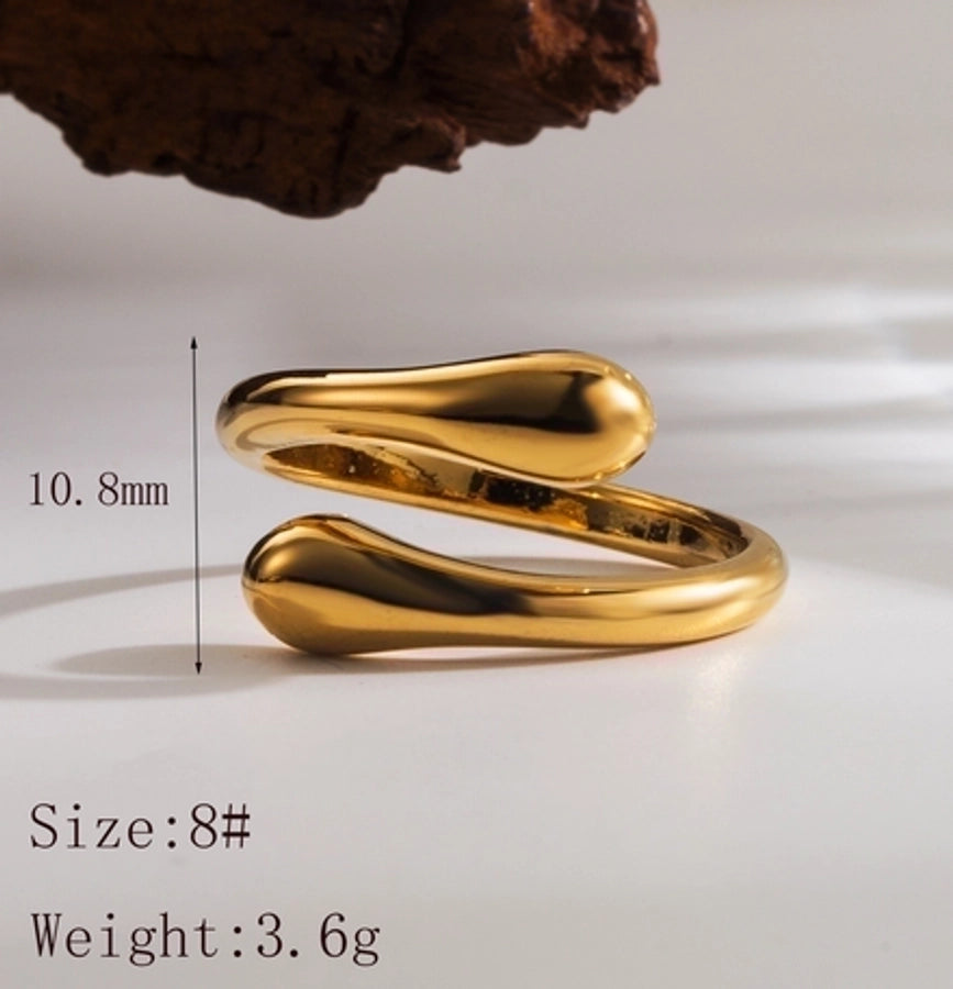 Jewelry Classic Style Streetwear Solid Color Snake-Shaped 304 Stainless Steel 18K Gold Plated Open Rings