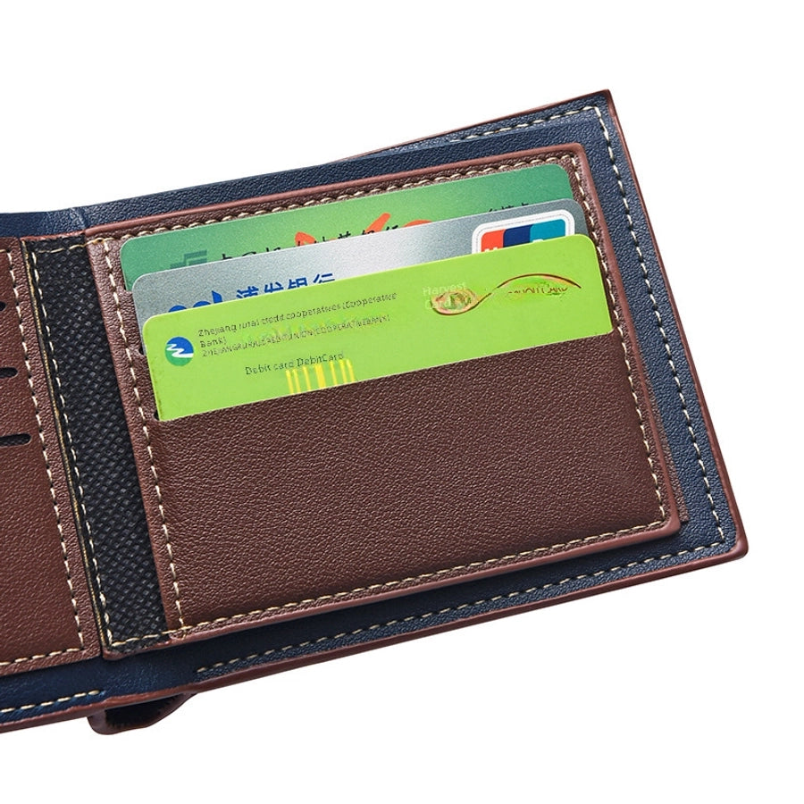 men's short wallet fashion multi-card position stitching belt zipper young student wallet