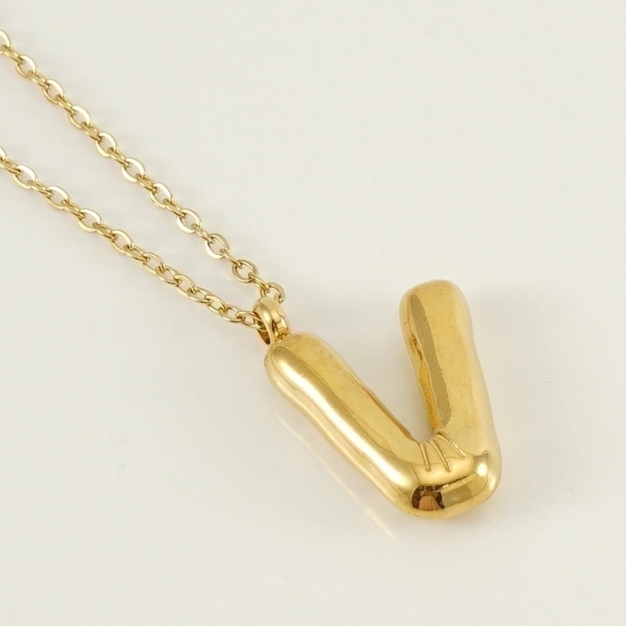 304 Stainless Steel 18K Gold Plated Casual Cute Plating Letter Titanium Steel Pendant Necklace