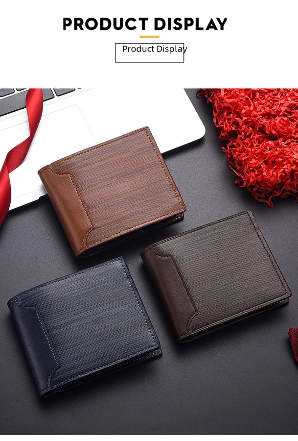 men's short wallet fashion multi-card position stitching belt zipper young student wallet