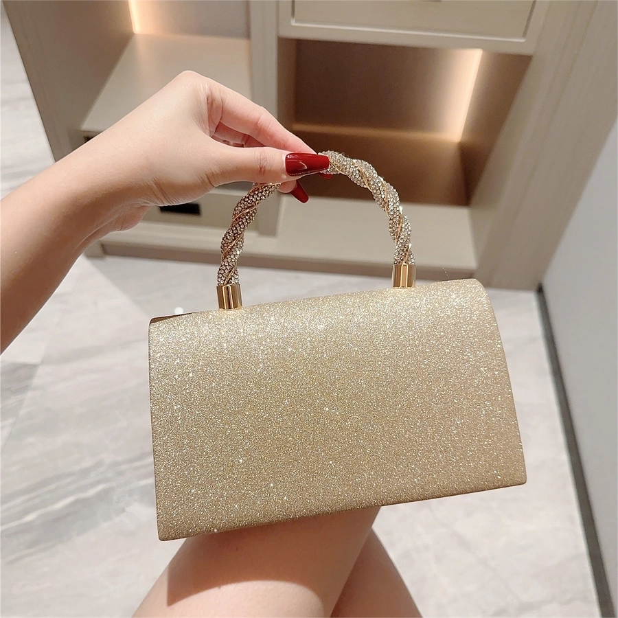 Women's Glitter Solid Color Bow Knot Streetwear Square Magnetic Buckle Handbag