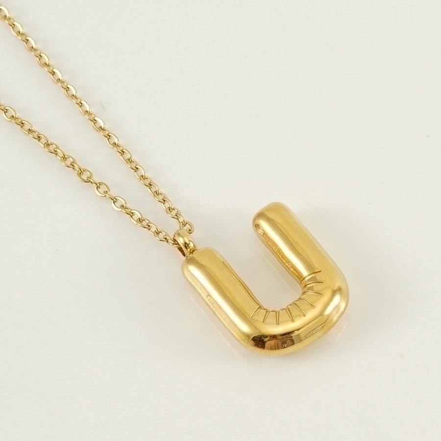 304 Stainless Steel 18K Gold Plated Casual Cute Plating Letter Titanium Steel Pendant Necklace