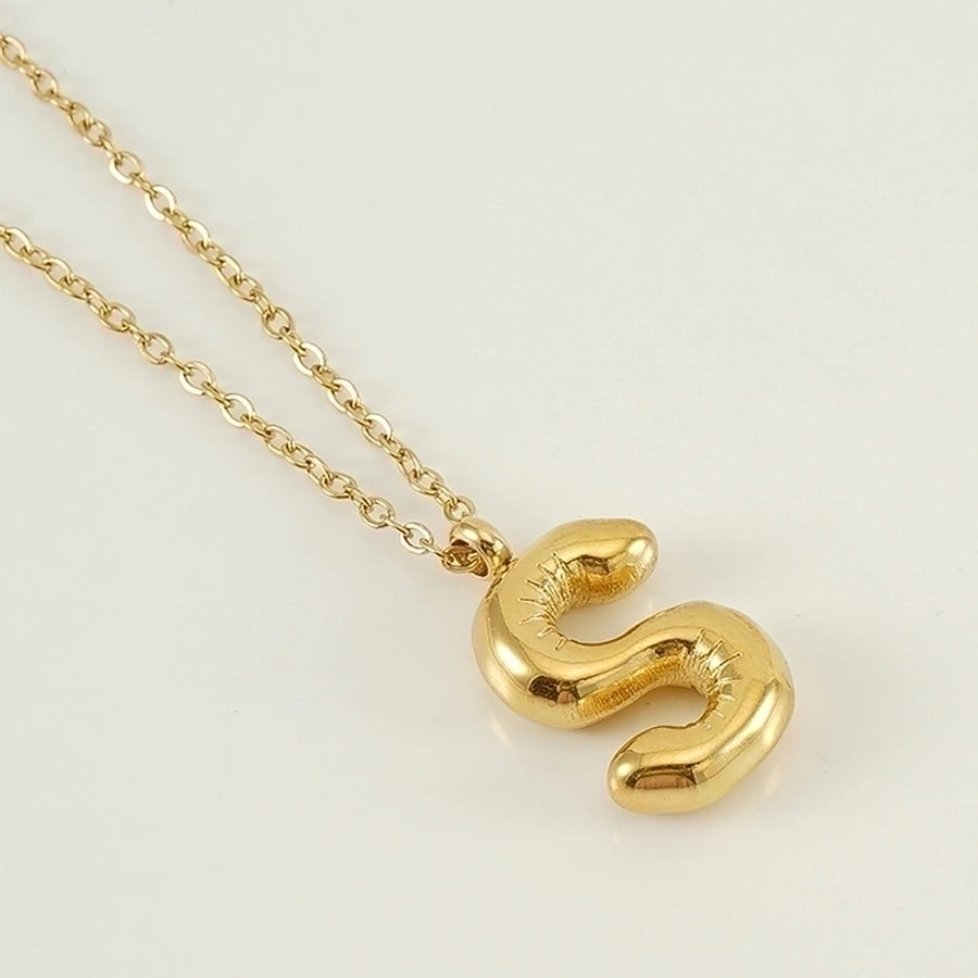 304 Stainless Steel 18K Gold Plated Casual Cute Plating Letter Titanium Steel Pendant Necklace