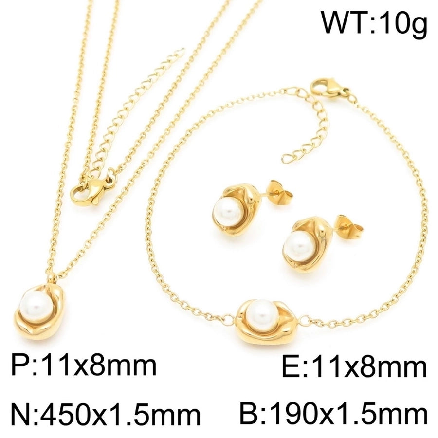 Jewelry Elegant Vintage Style Geometric 304 Stainless Steel 18K Gold Plated Bracelets Earrings Necklace