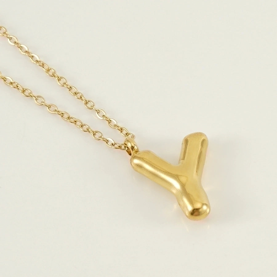 304 Stainless Steel 18K Gold Plated Casual Cute Plating Letter Titanium Steel Pendant Necklace