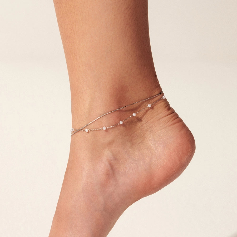 Jewelry Casual Modern Style Geometric 304 Stainless Steel Pearl 16K Gold Plated White Gold Plated Gold Plated Plating Anklet