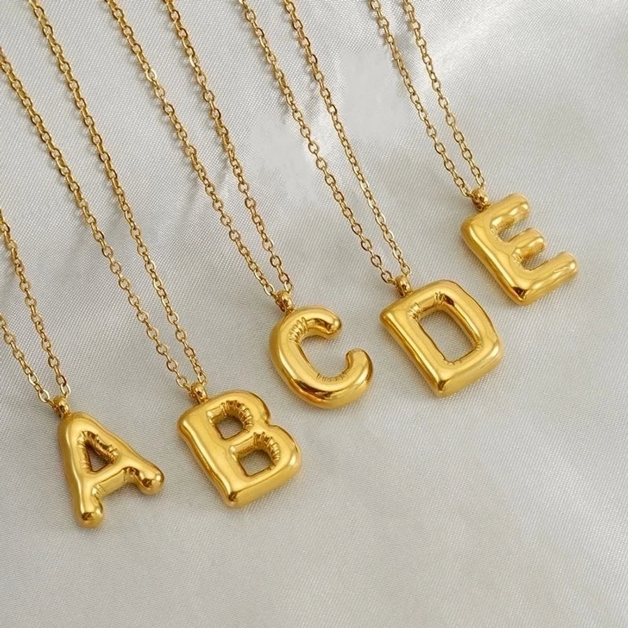 304 Stainless Steel 18K Gold Plated Casual Cute Plating Letter Titanium Steel Pendant Necklace