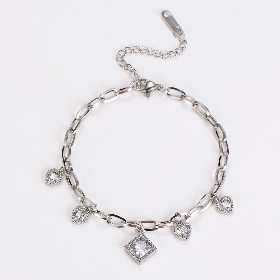 Casual Classic Style Shiny Heart Shape 304 Stainless Steel Bracelets In Bulk