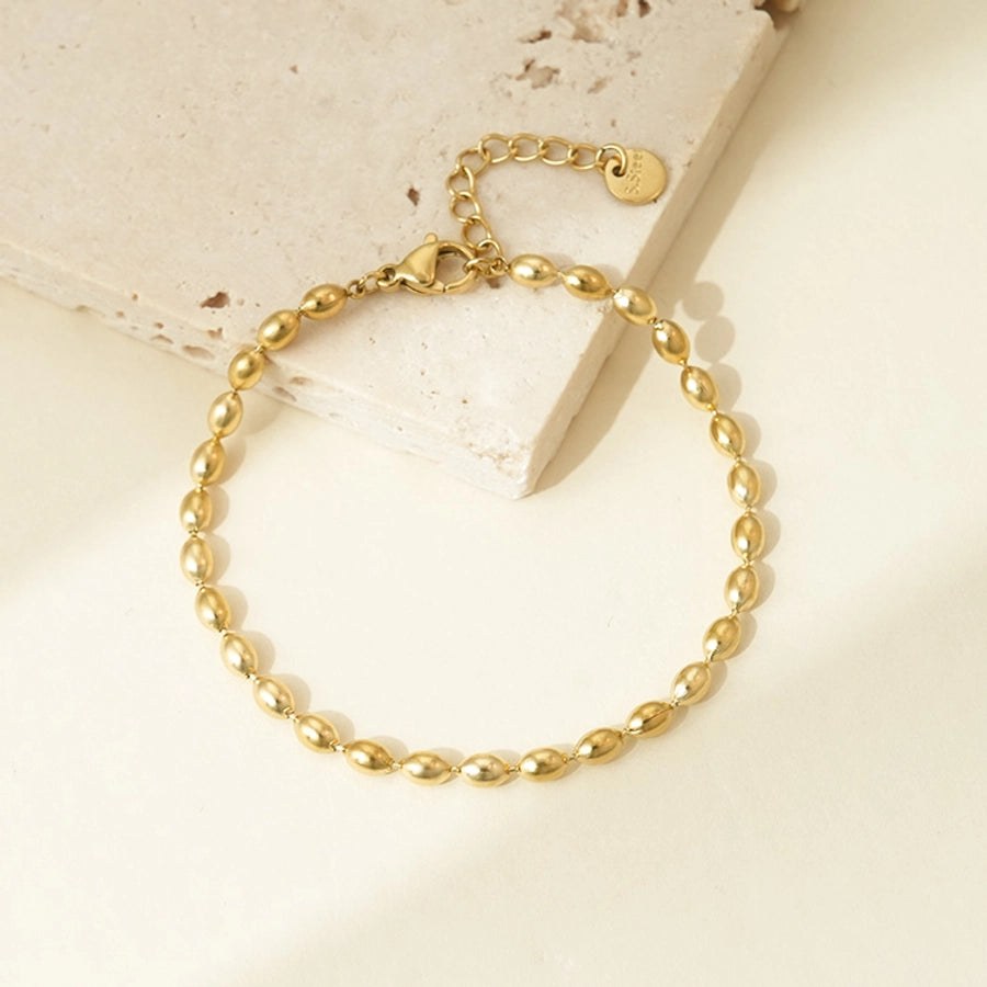 Simple Style Oval 304 Stainless Steel 14K Gold Plated Bracelets In Bulk