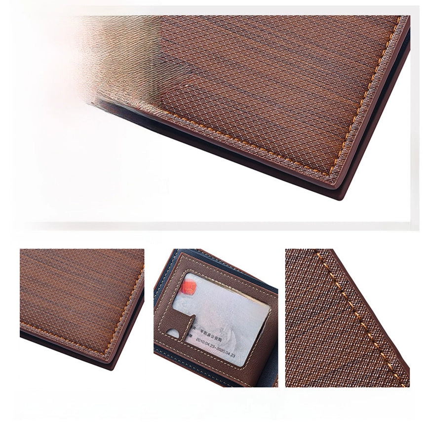 men's short wallet fashion multi-card position stitching belt zipper young student wallet