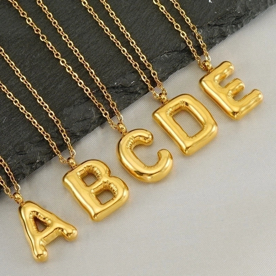 304 Stainless Steel 18K Gold Plated Casual Cute Plating Letter Titanium Steel Pendant Necklace