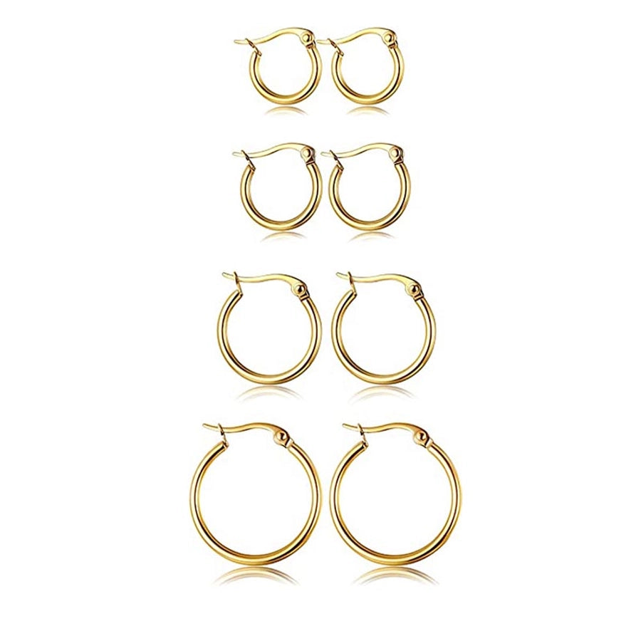 4 Pairs Elegant Simple Style Solid Color Plating 304 Stainless Steel Earrings